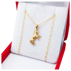 Conjunto Oro 18K Cadena Singapur de 1 Gramo de 45Cm con Dije Caballo Oro 18K de 1Gr - 2Grs - comprar online