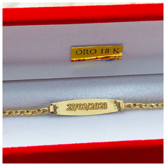 Pulsera Identidad Oro 18k Grabado Incluido Nacimiento Grumet - 1,4Grs - Joyas Center