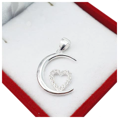 Dije Corazon Plata 925 Mujer Amor Con Piedras Garantia - 2.2GR -