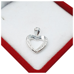Dije Corazon Plata 925 Mujer Amor Con Piedras Joyas - 2.4GR -