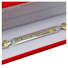 Pulsera Identidad Plata Y Oro Para Grabar Pulsera Hombre -