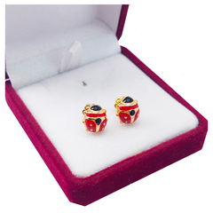 Aros Oro 18k Vaquita San Antonio Esmaltados 1 Gramo