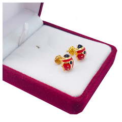 Aros Oro 18k Vaquita San Antonio Esmaltados 1 Gramo - Joyas Center