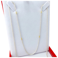 Cadena Plata Y Oro 18kts Modelo Espiga 60 Cm -