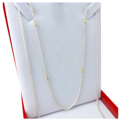Cadena Plata Y Oro 18kts Modelo Espiga 60 Cm - - comprar online