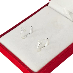 Aros Argollas De Plata 925 9 Mm Piedra Cubic C1759 - comprar online