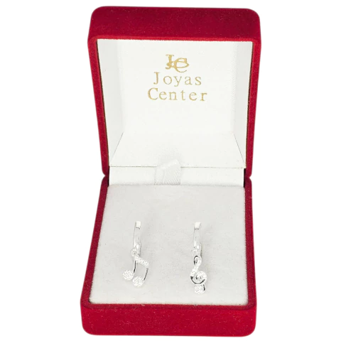 Aros Argollas Dije Nota Musical Plata 925 Con Cubic C1766 - comprar online