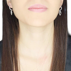 Imagen de Aros Argollas Dije Corazón Plata 925 Piedra Cubic C1769