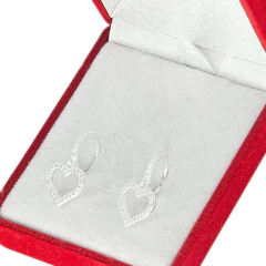 Aros Argollas Dije Corazón Plata 925 Piedra Cubic C1769 - comprar online