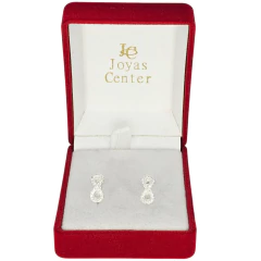 Aros Argollas Infinito De Plata 925 Piedra Cubic C1768 - Joyas Center