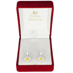 Aros Argollas Dije Margarita Plata 925 Piedra Cubic C1770 - tienda online