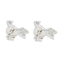 Aros Flechas Plata 925 Piedra Cubic 0,9 Gramos C1764