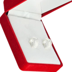 Aros Argollas 4 Hileras Piedra Cubic Blanca Plata 925 C1779 en internet