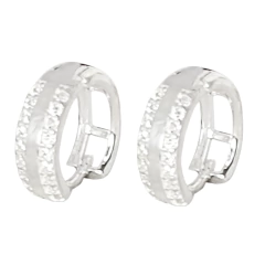 Aros Argollas 2 Hileras Piedra Cubic Plata 925 H2f C1816 - tienda online