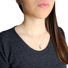 Conjunto Plata 925 Corazon Rojo Aros Dije Cadena C1925 Rojo en internet