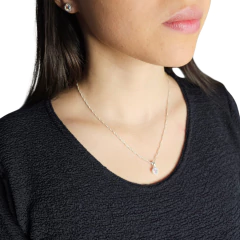 Conjunto Plata 925 Corazon Tornasolado Aro Dije Cadena C1929 Tornasolado en internet