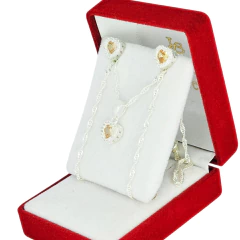 Imagen de Conjunto Plata 925 Corazon Ambar Aros Dije Cadena C1930 Ámbar