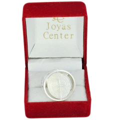 Anillo Sello Plata 925 San Benito Protector Unisex C1937 Plateado
