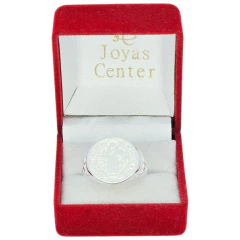 Anillo Sello Plata 925 San Benito Protector Unisex C1939 Plateado