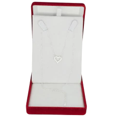 Imagen de Collar Cadena Mini Rolo 40/45 Cm Corazon Con Piedras C1946 Plateado