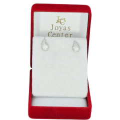 Aros Plata 925 Modelo Gota Con Piedras 6x9 Milimetros C1950