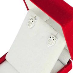 Aros Plata 925 Buho Lechuza Con Piedras 7x10 Mm C1956 - tienda online