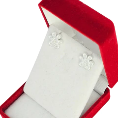 Imagen de Aros Plata 925 Huellita Perro Gato Con Piedra 10x11 Mm C1957