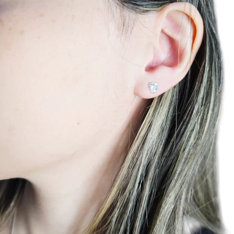 Aros Plata 925 Modelo Corazon Con Piedra 6x6 Mm C1951 - comprar online