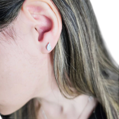 Aros Plata 925 Alas De Angel Con Piedra 5x8 Milimetros C1953 - comprar online