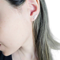 Aros Plata 925 Hojita Con Piedras 6x15 Milimetros C1954 - Joyas Center