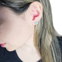 Aros Plata 925 Huellita Perro Gato Con Piedra 10x11 Mm C1957