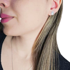 Aros Plata 925 Huellita Perro Gato Con Piedra 10x11 Mm C1957 - tienda online