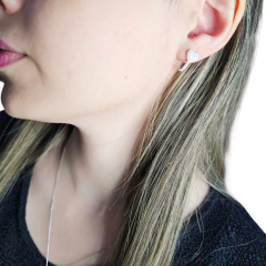 Aros Plata 925 Corazon Con Piedras 7x14 Milimetros C1959 - tienda online