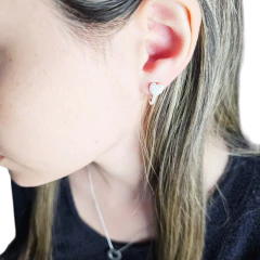 Aros Plata 925 Corazon Con Piedras 7x14 Milimetros C1959 - comprar online