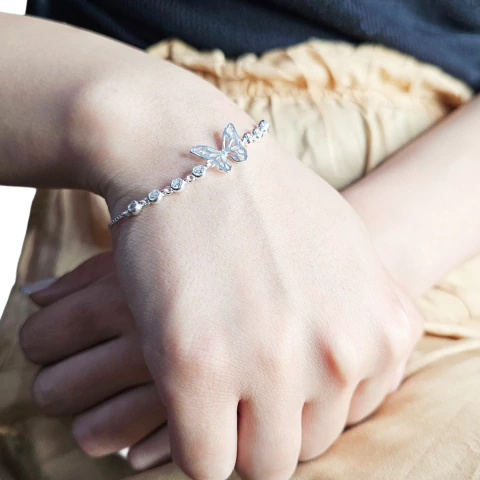Pulsera Plata 925 Mariposa Con Dijes Susano C1981 Plateado 5.4 Cm 17 Cm - comprar online