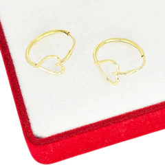 Aros Oro 18k Amarillo Cubanos Corazon Calado 12mm C1932 - Joyas Center