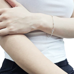 Pulsera Plata 925 Cola De Raton Con Bolitas 18 Cm C1998 Plateado 5.7 Cm 18 Cm en internet