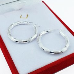 Aros Argolla Plata 925 Facetados 20mm 3,4gr Cierre Italiano