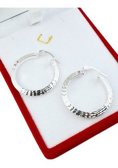 Aros Argolla Plata 925 Facetados 25mm 2,9gr Italiano -