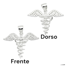 Dije Plata 925 Símbolo Medicina Medica Caduceo C1276 - Joyas Center