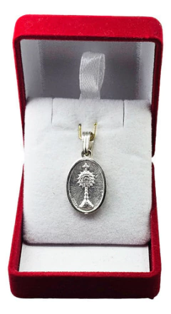 Dije Plata Y Oro 18kts Sagrado Corazón De Jesús C1275 - Joyas Center