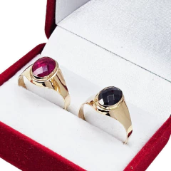 Anillo Unisex Oro 18k Con Piedra C396 - Joyas Center