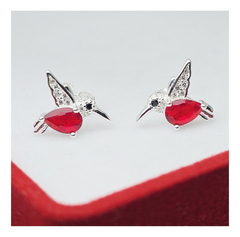 Imagen de Aros Plata 925 Colibri Con Piedras Cierre Mariposa C1088