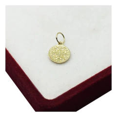 Dije Oro 18k Medalla San Benito Doble Faz 11mm C504 - Joyas Center