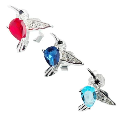 Aros Plata 925 Colibri Con Piedras Cierre Mariposa C1088 - comprar online