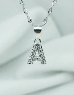 Conjunto Cadena Plata y Oro Con Dije Inicial Plata 925