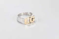 Anillo Calado Iniciales - Rectangular - Plata 925 y Oro 18kts - - comprar online