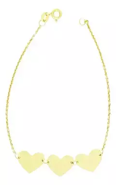 Pulsera Oro 18k 18 Cm Corazones Novia Amor C1714 en internet