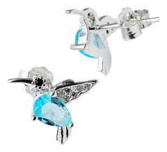 Aros Plata 925 Colibri Con Piedras Cierre Mariposa C1088 - tienda online