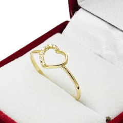 Anillo De Oro 18k Corazón Con Piedras Cubic C1237